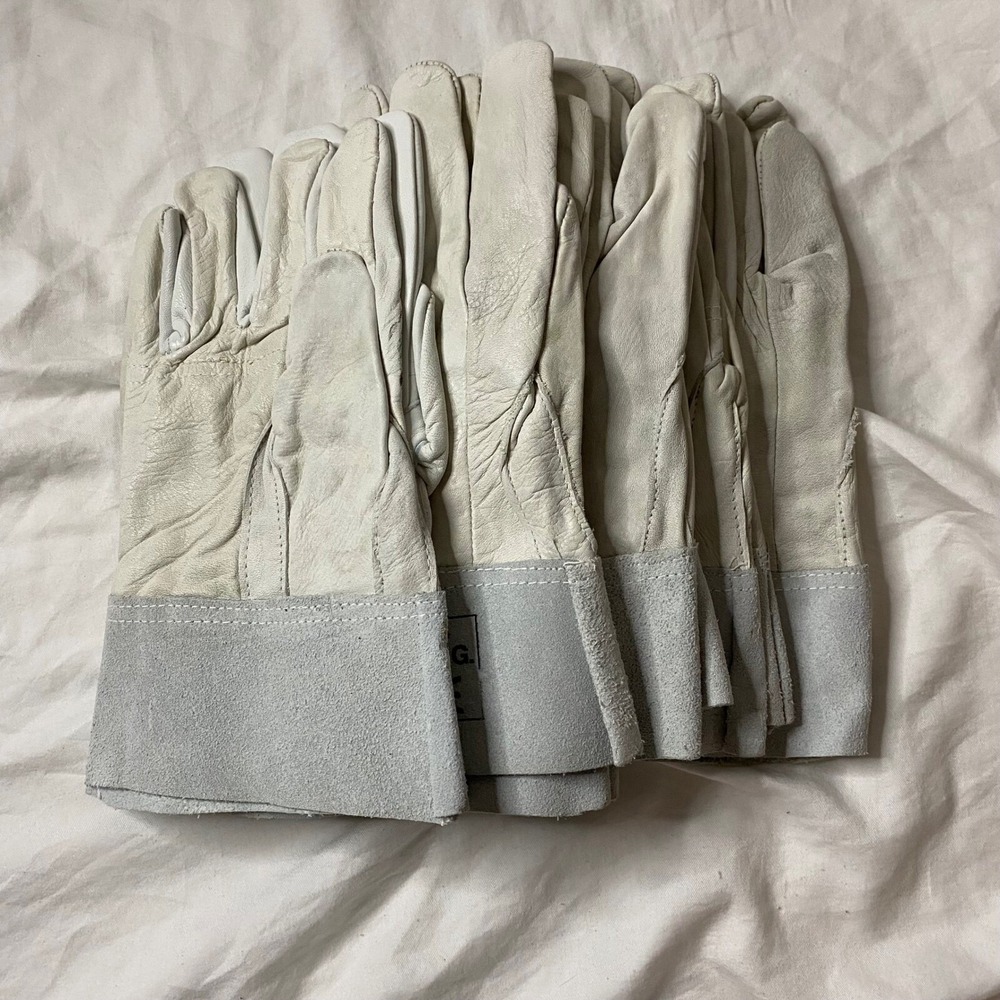 GIG Leather Work Gloves XL Gray Suede Cuff Safety Gear Durable Garden Set of 5
